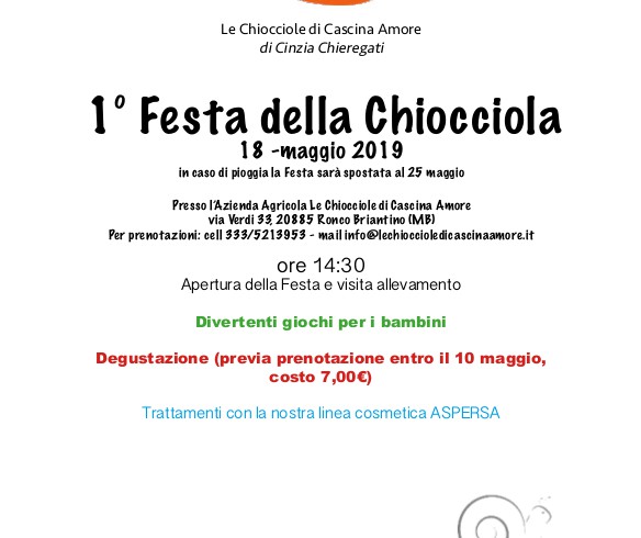 Festa della Chiocciola – RINVIATA A SABATO 25 MAGGIO!!!